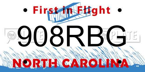 908RBG North Carolina License Plate