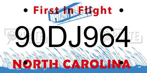 90DJ964 North Carolina License Plate
