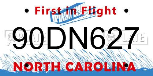 90DN627 North Carolina License Plate