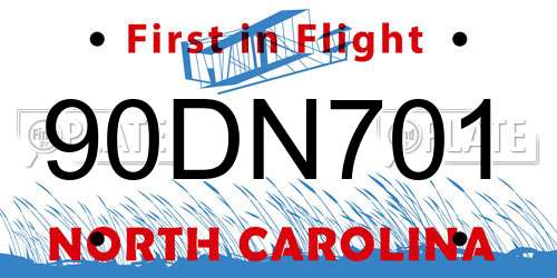 90DN701 North Carolina License Plate