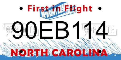 90EB114 North Carolina License Plate