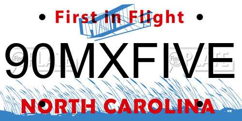 90MXFIVE North Carolina License Plate