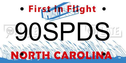 90SPDS North Carolina License Plate
