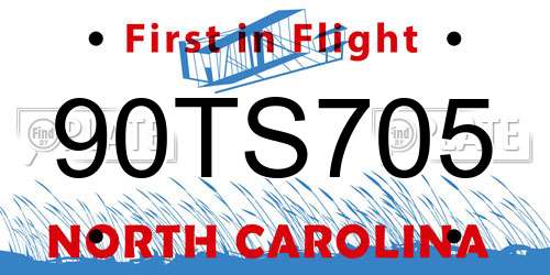 90TS705 North Carolina License Plate