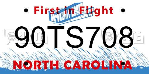 90TS708 North Carolina License Plate