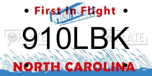 910LBK North Carolina License Plate