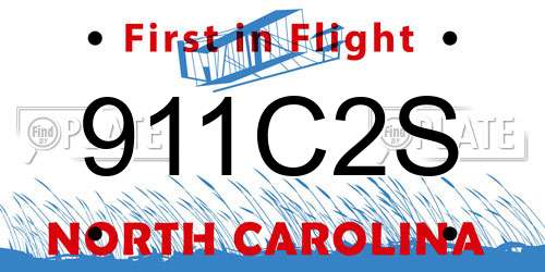 911C2S North Carolina License Plate