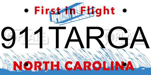 911TARGA North Carolina License Plate