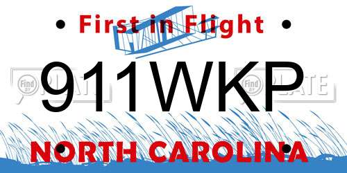 911WKP North Carolina License Plate