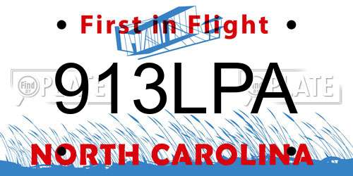 913LPA North Carolina License Plate
