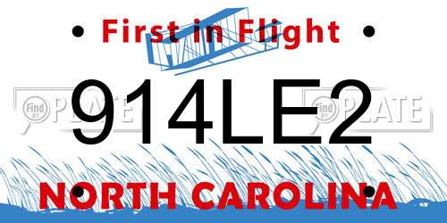 914LE2 North Carolina License Plate