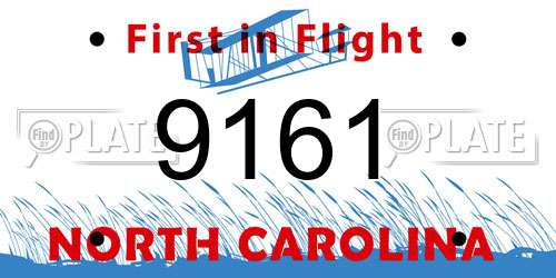 9161 North Carolina License Plate
