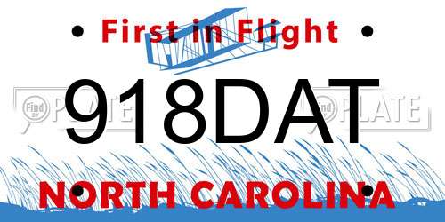 918DAT North Carolina License Plate