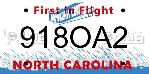 918OA2 North Carolina License Plate
