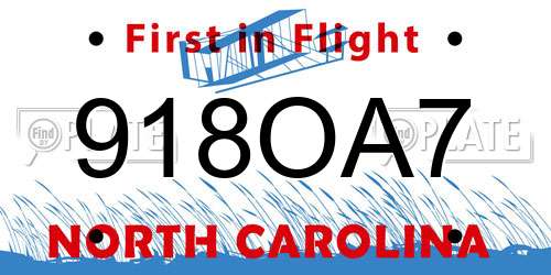 918OA7 North Carolina License Plate