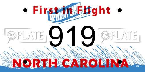 919 North Carolina License Plate