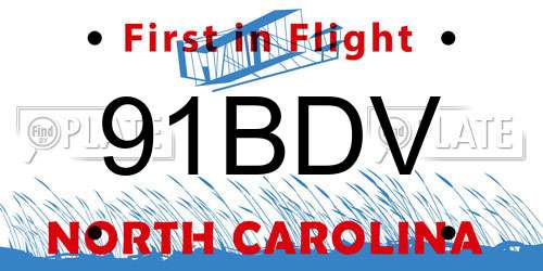91BDV North Carolina License Plate