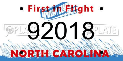 92018 North Carolina License Plate