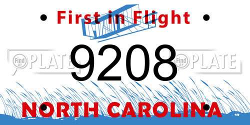 9208 North Carolina License Plate