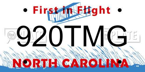 920TMG North Carolina License Plate