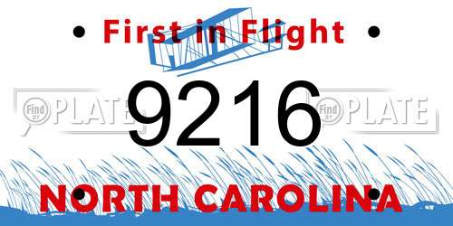 9216 North Carolina License Plate