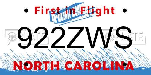 922ZWS North Carolina License Plate