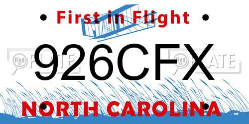 926CFX North Carolina License Plate