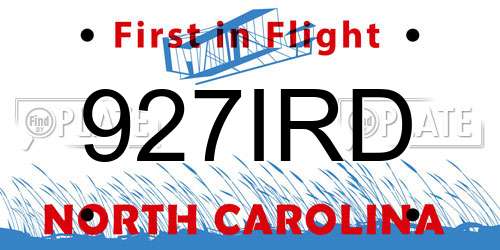 927IRD North Carolina License Plate
