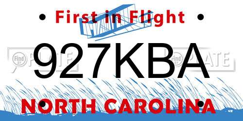 927KBA North Carolina License Plate