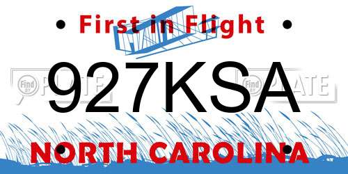 927KSA North Carolina License Plate