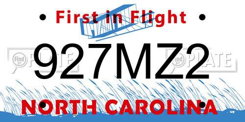 927MZ2 North Carolina License Plate