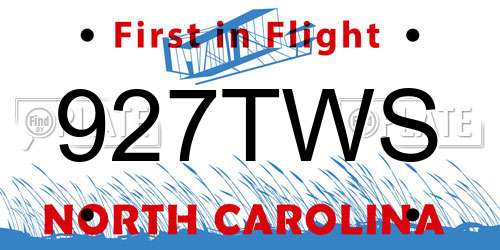 927TWS North Carolina License Plate