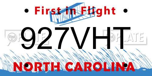 927VHT North Carolina License Plate