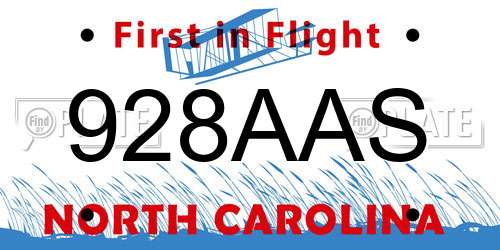 928AAS North Carolina License Plate