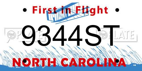 9344ST North Carolina License Plate
