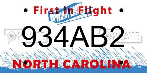 934AB2 North Carolina License Plate