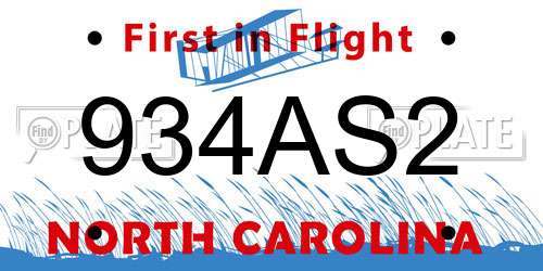 934AS2 North Carolina License Plate