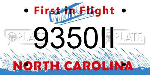 9350II North Carolina License Plate