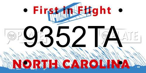 9352TA North Carolina License Plate