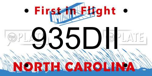 935DII North Carolina License Plate