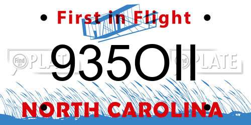 935OII North Carolina License Plate