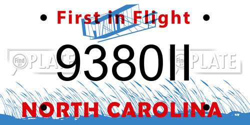 9380II North Carolina License Plate