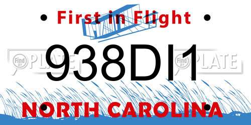 938DI1 North Carolina License Plate