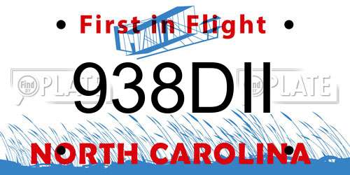 938DII North Carolina License Plate