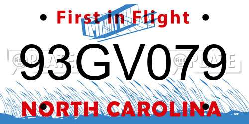 93GV079 North Carolina License Plate