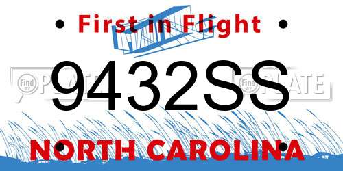 9432SS North Carolina License Plate