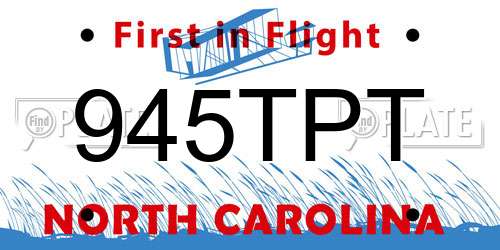 945TPT North Carolina License Plate
