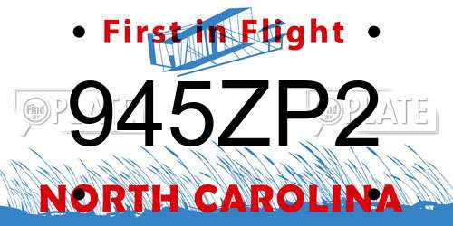945ZP2 North Carolina License Plate