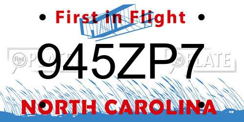 945ZP7 North Carolina License Plate
