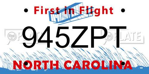 945ZPT North Carolina License Plate